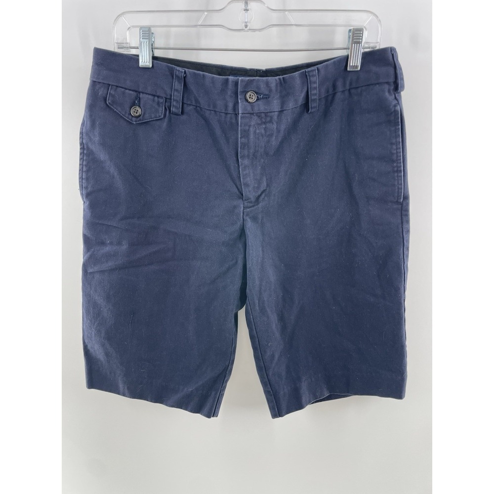 Ralph Lauren Sport Navy Blue Chino Shorts Size 10 Cotton Flat Front